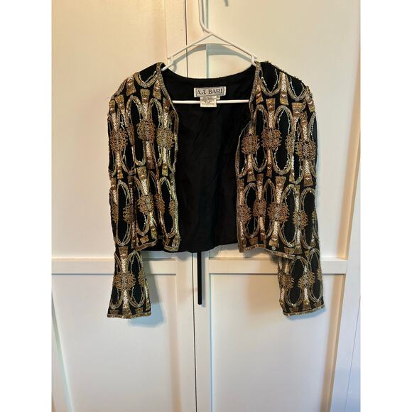 Vintage A.J. Bari Silk Beaded Evening Cocktail Jacket Large